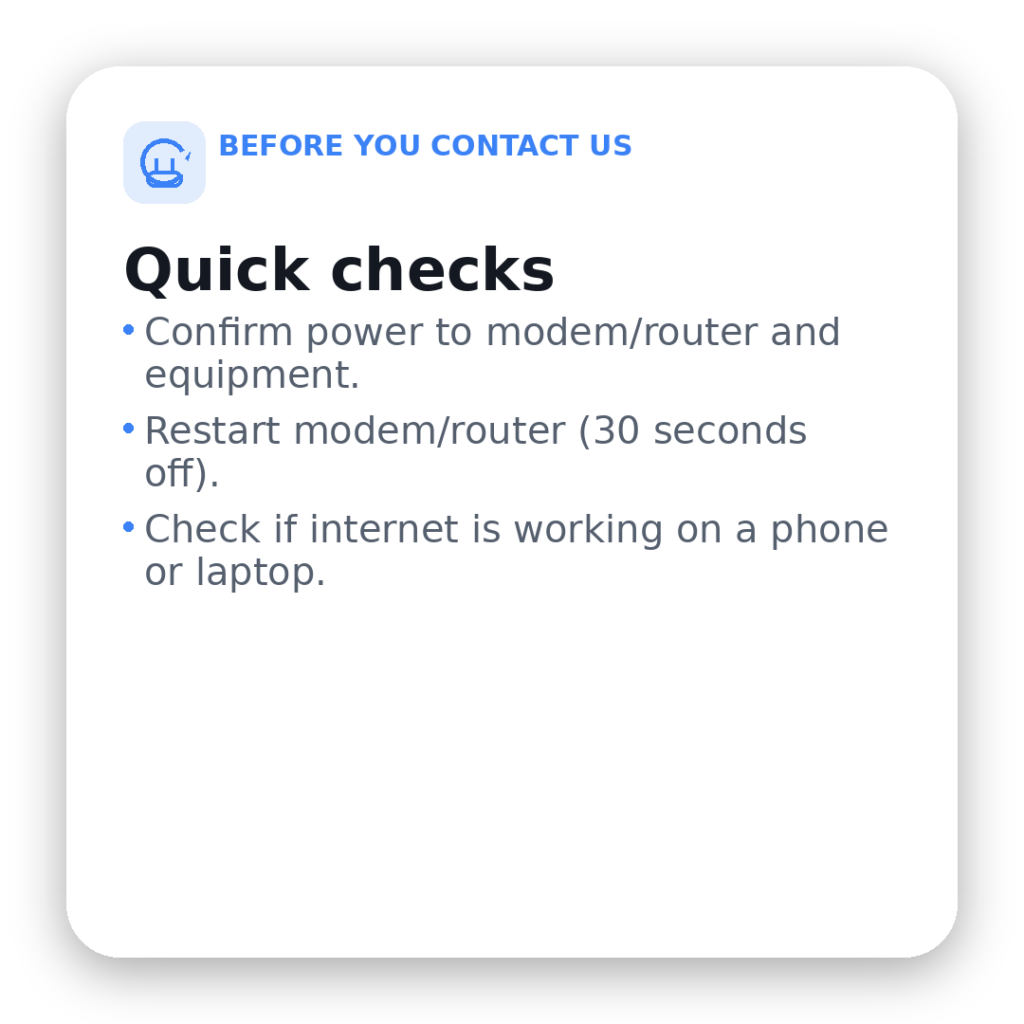 support beforecontact card 1 quickchecks